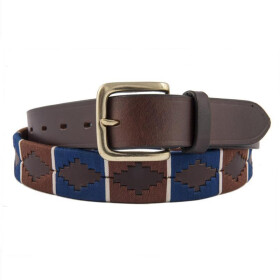 RITZ Polog&uuml;rtel Leder braun "Hong Kong" farbig verziert navy-braun