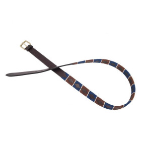 RITZ Polog&uuml;rtel Leder braun "Hong Kong" farbig verziert navy-braun